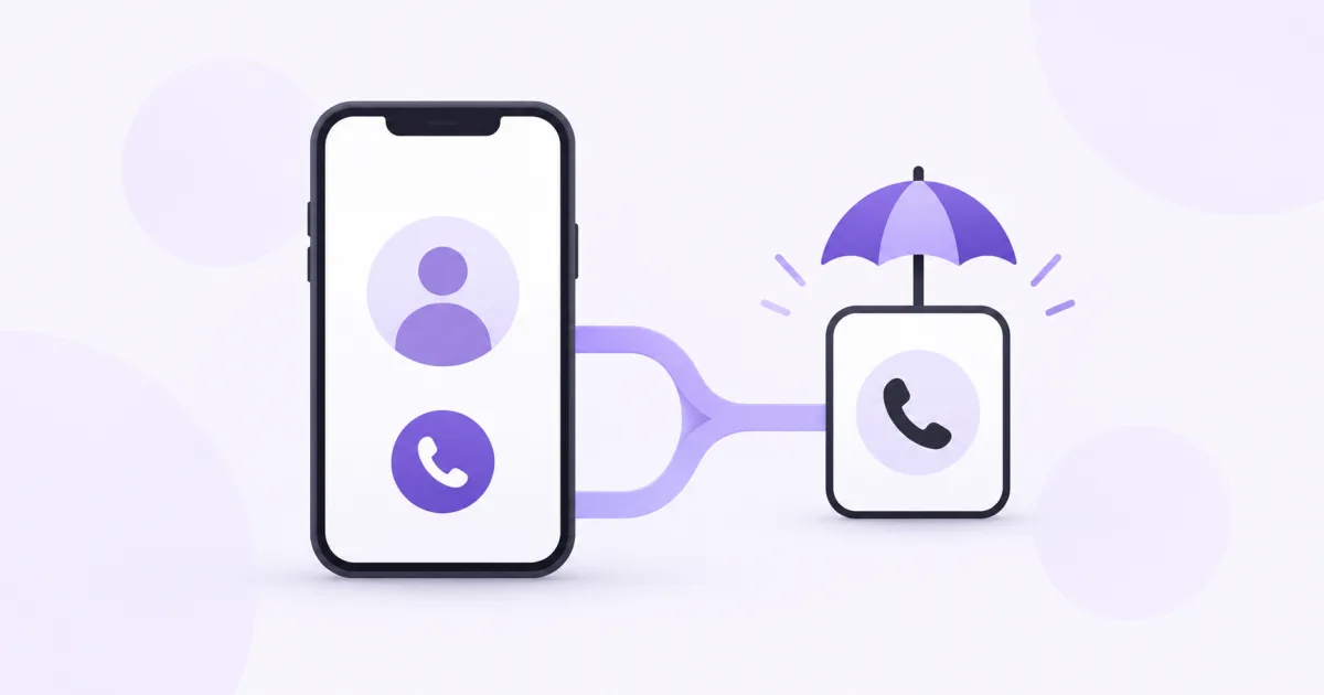Primary phone number connected to a protected fallback number.