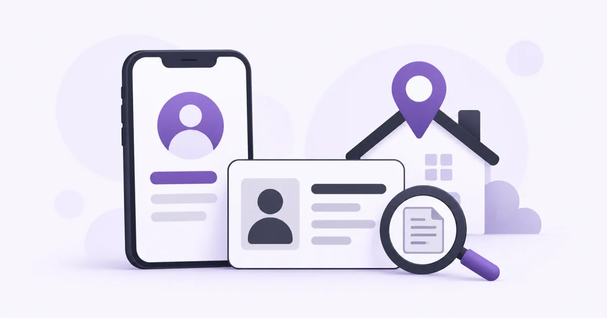 Identity document, address and document review beside a phone.