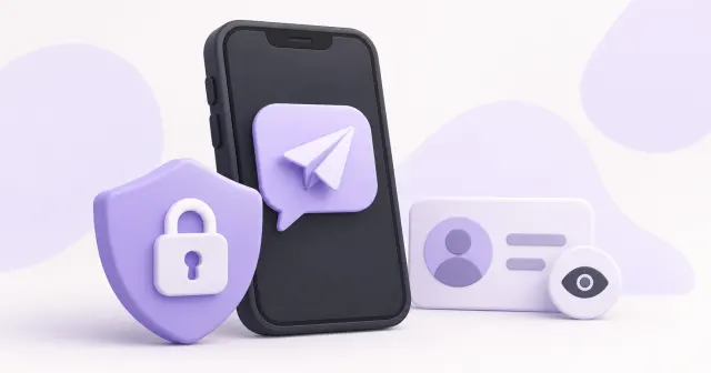 Chat-Smartphone mit Datenschutzschild und Symbol für Kontaktsichtbarkeit.
